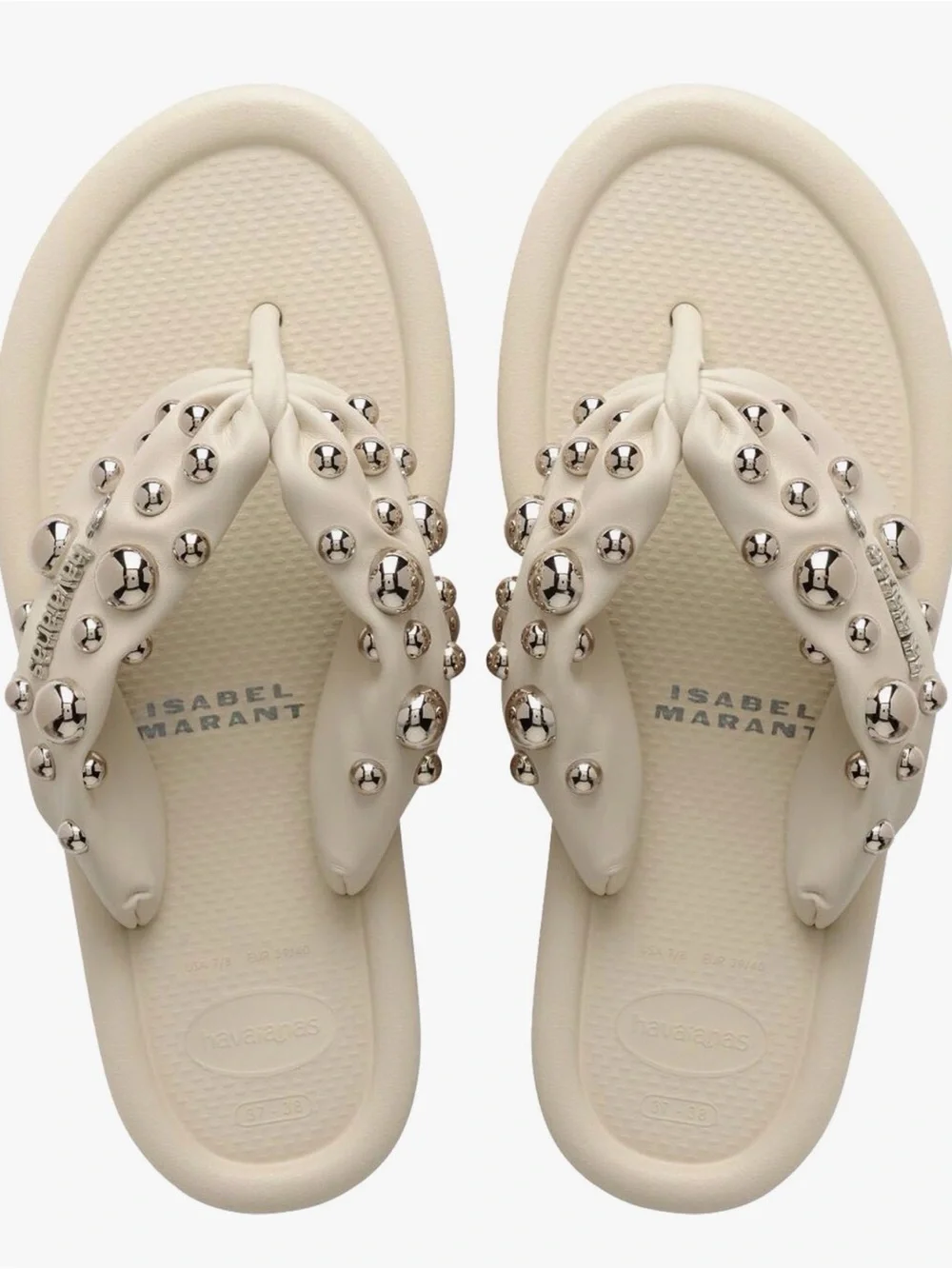 Isabel Marant x Havaianas collaboration  Cream Studded HAVIANA Padded Flip Flops
